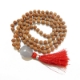 5 Face Rudraksha Mala with gemstone pendant Rudraksha Mala with Blue Chalcedony Pendant