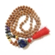 5 Face Rudraksha Mala with gemstone pendant 7 Chakra Gemstone Mala with Rudraksha and Lapis Pendant