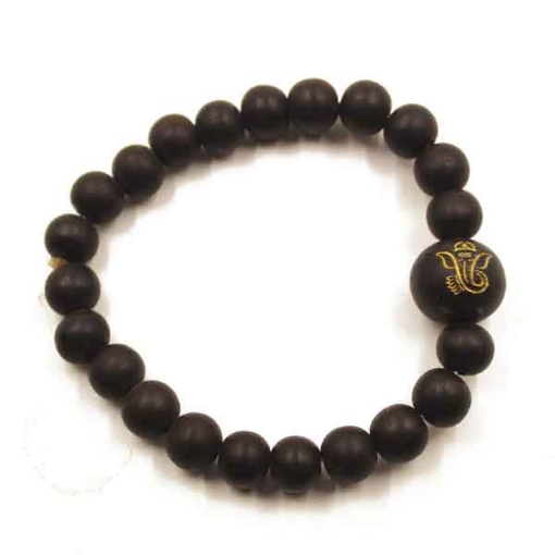 Ebony Wood Bracelet with Carved Ganesha