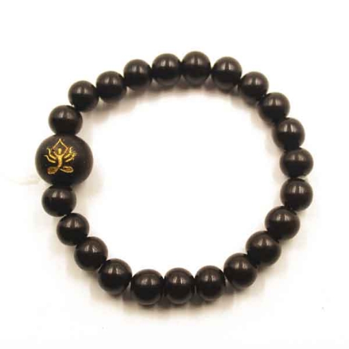 Ebony Wood Bracelet with Carved Yoga