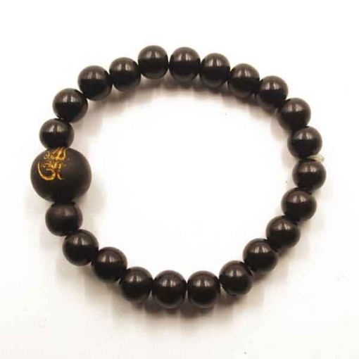 Ebony Wood Bracelet with Carved Aum & Trident