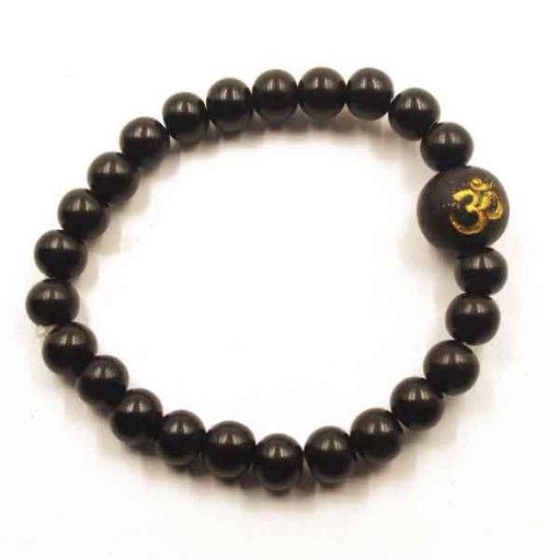 Ebony Wood Bracelet with Carved AUM